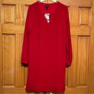 Worthington Red Long Sleeve Dress Size Large NWT